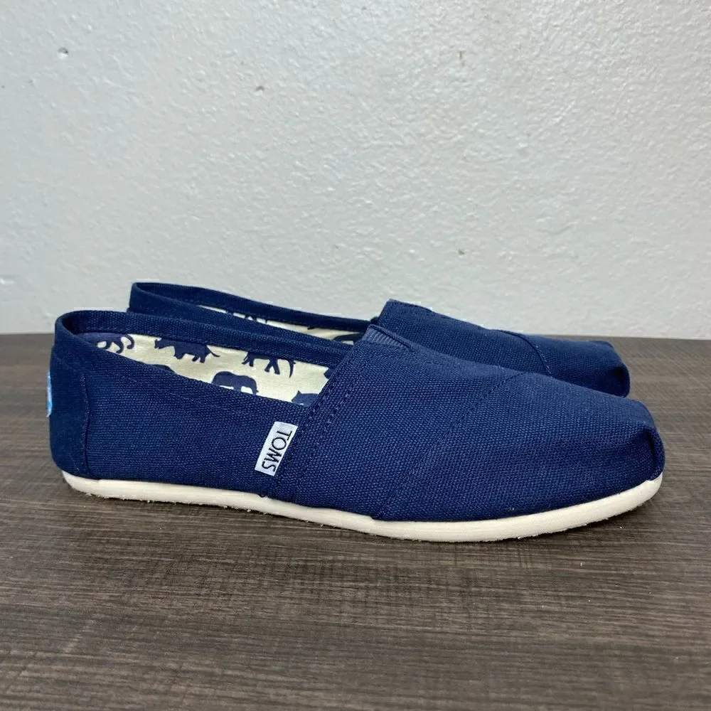 Womens Toms Canvas Classic Shoes Navy Size 7W